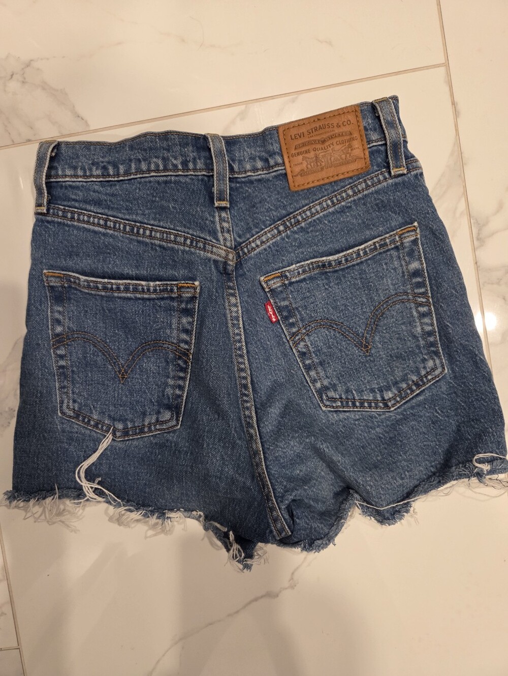 Levi's Ribcage Denim Cutoff Shorts - Blue